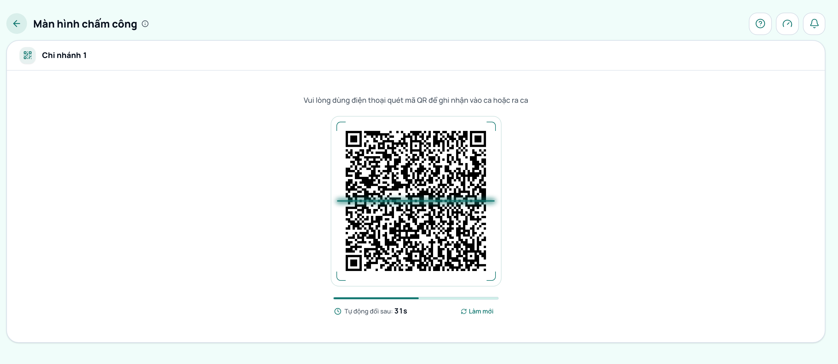 Màn hình chấm công Kiosk QR đặt tại quầy