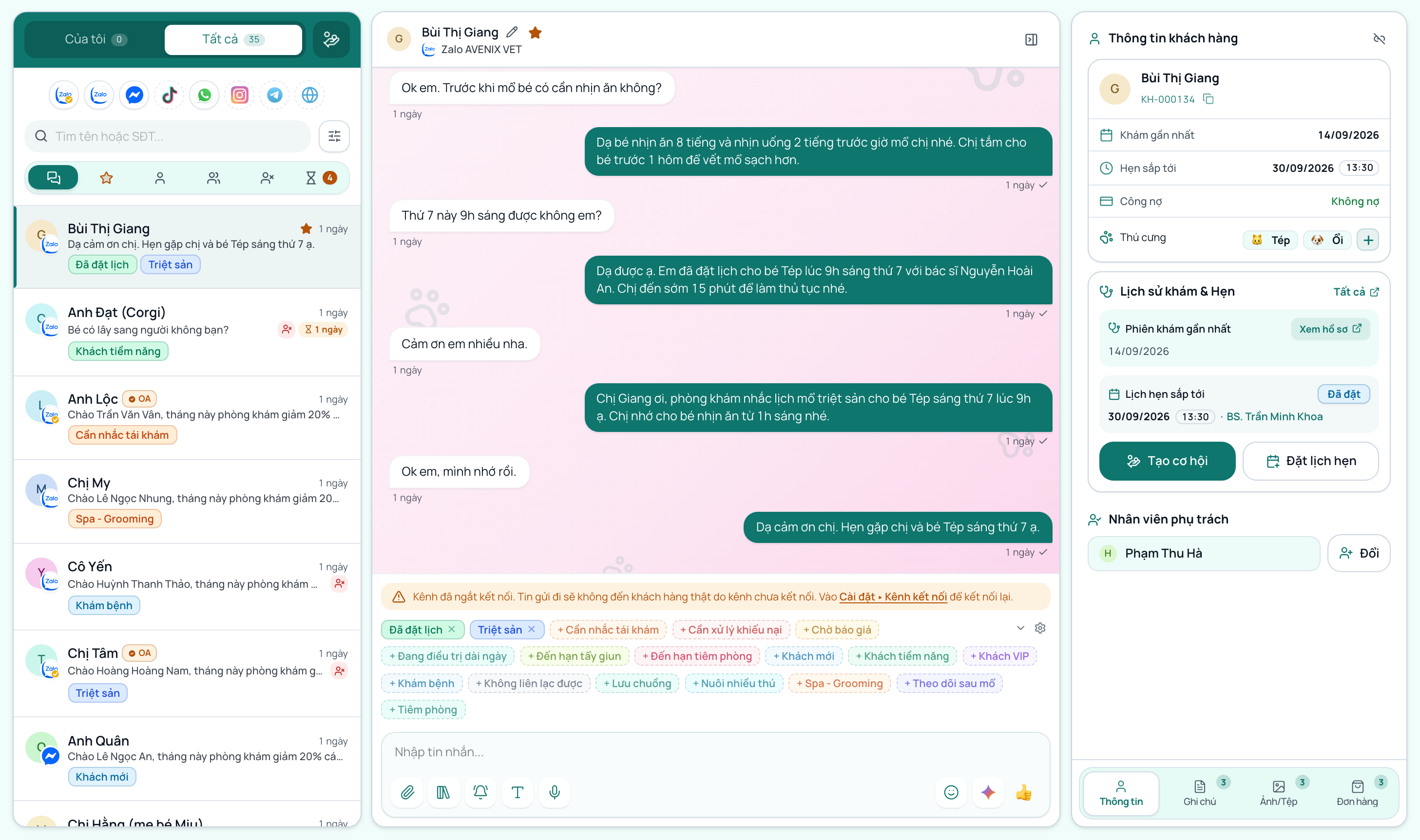 Hộp thư chat gom tin nhắn từ mọi kênh